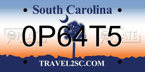 0P64T5 South Carolina License Plate