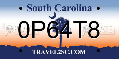 0P64T8 South Carolina License Plate