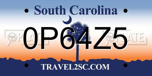 0P64Z5 South Carolina License Plate