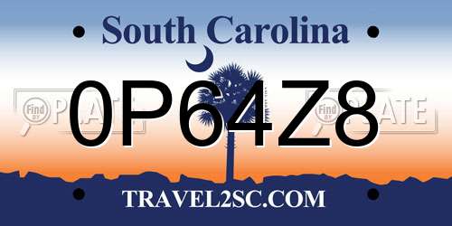 0P64Z8 South Carolina License Plate