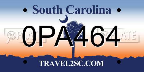 0PA464 South Carolina License Plate