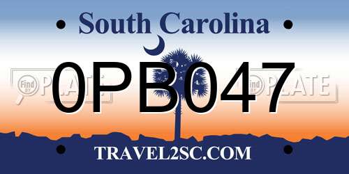 0PB047 South Carolina License Plate