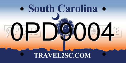 0PD9004 South Carolina License Plate