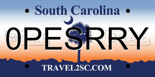 0PESRRY South Carolina License Plate