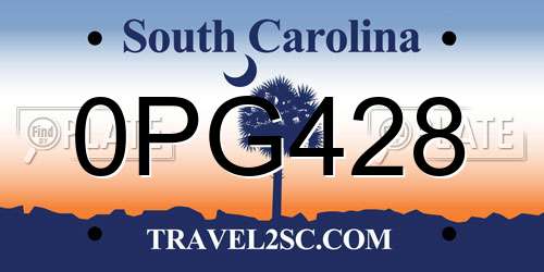 0PG428 South Carolina License Plate