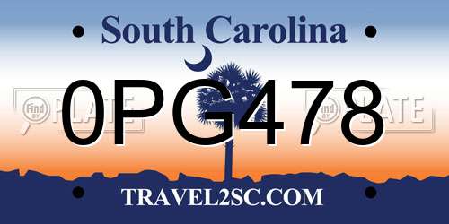 0PG478 South Carolina License Plate