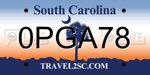 0PGA78 South Carolina License Plate