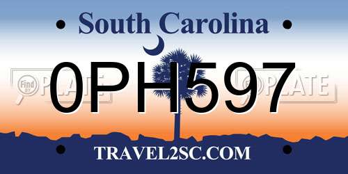 0PH597 South Carolina License Plate