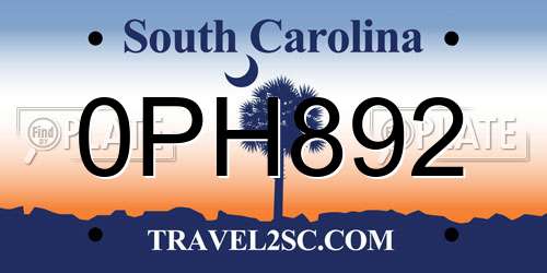 0PH892 South Carolina License Plate