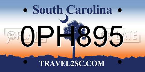0PH895 South Carolina License Plate