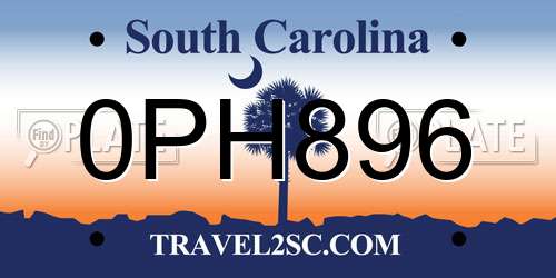 0PH896 South Carolina License Plate