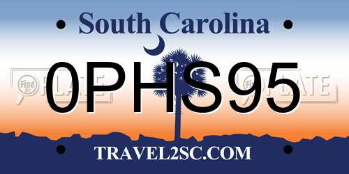 0PHS95 South Carolina License Plate