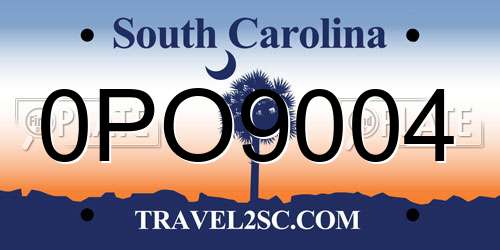 0PO9004 South Carolina License Plate