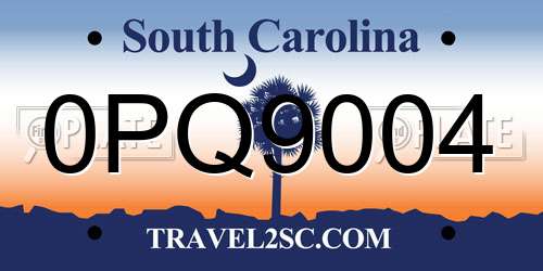0PQ9004 South Carolina License Plate