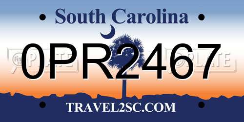 0PR2467 South Carolina License Plate