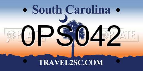 0PS042 South Carolina License Plate