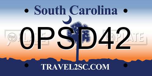 0PSD42 South Carolina License Plate