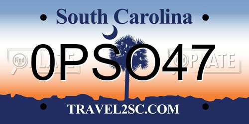0PSO47 South Carolina License Plate