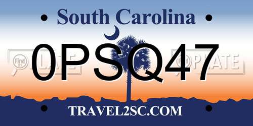 0PSQ47 South Carolina License Plate