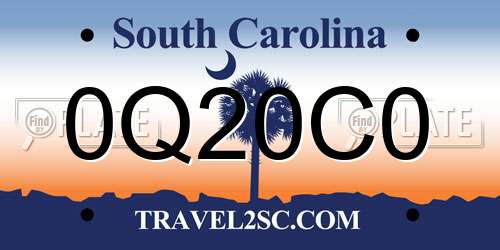 0Q20C0 South Carolina License Plate