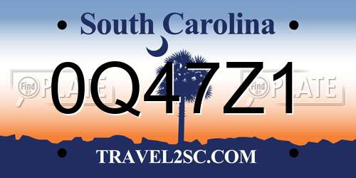 0Q47Z1 South Carolina License Plate