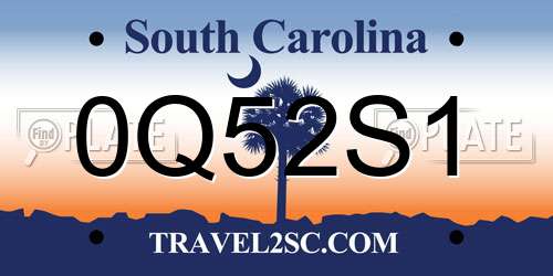 0Q52S1 South Carolina License Plate