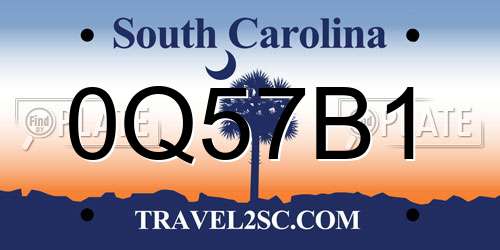 0Q57B1 South Carolina License Plate