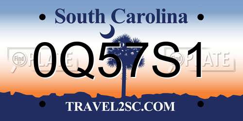 0Q57S1 South Carolina License Plate