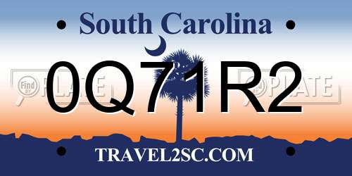 0Q71R2 South Carolina License Plate