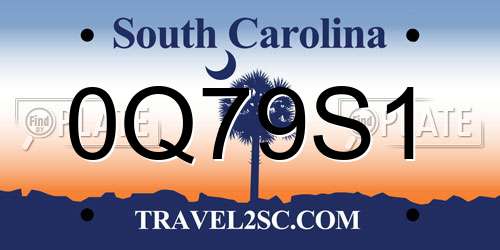 0Q79S1 South Carolina License Plate
