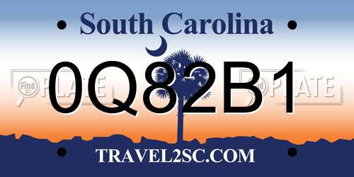 0Q82B1 South Carolina License Plate