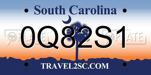 0Q82S1 South Carolina License Plate