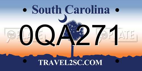 0QA271 South Carolina License Plate