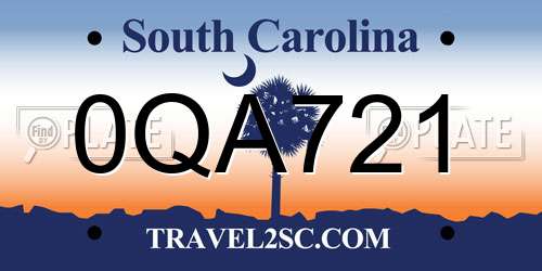 0QA721 South Carolina License Plate