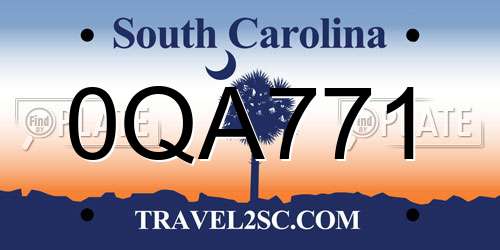 0QA771 South Carolina License Plate