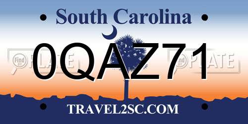 0QAZ71 South Carolina License Plate