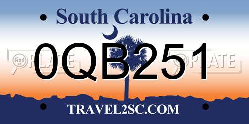 0QB251 South Carolina License Plate