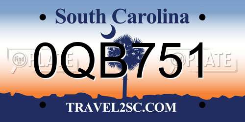 0QB751 South Carolina License Plate