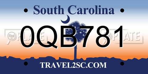 0QB781 South Carolina License Plate