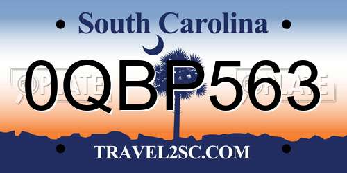0QBP563 South Carolina License Plate