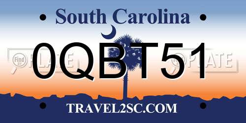 0QBT51 South Carolina License Plate