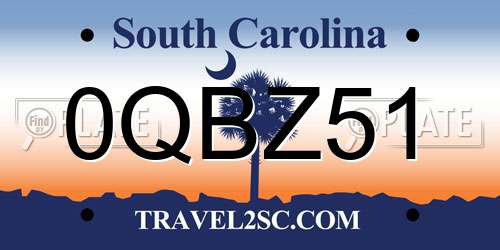 0QBZ51 South Carolina License Plate
