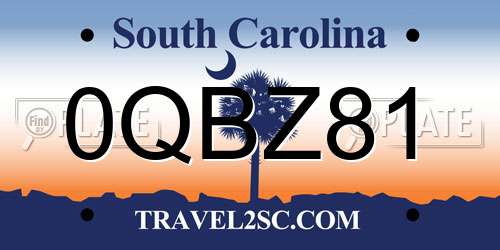 0QBZ81 South Carolina License Plate