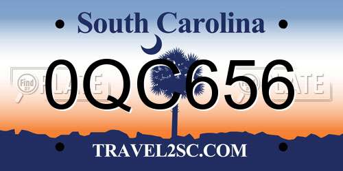 0QC656 South Carolina License Plate