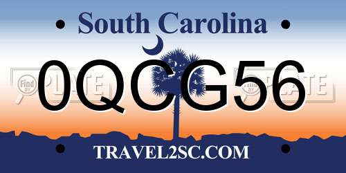 0QCG56 South Carolina License Plate