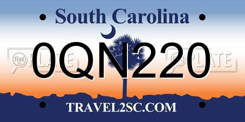 0QN220 South Carolina License Plate