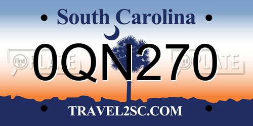 0QN270 South Carolina License Plate