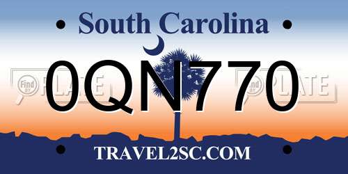 0QN770 South Carolina License Plate