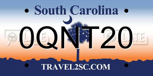 0QNT20 South Carolina License Plate