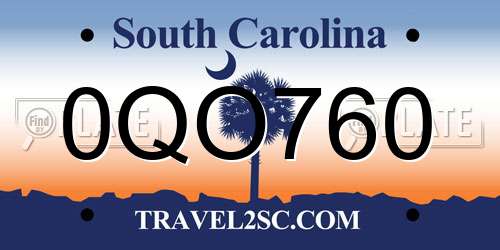 0QO760 South Carolina License Plate